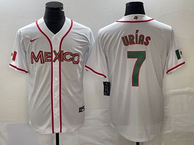 Men 2023 World Cub Mexico #7 Urias White Nike MLB Jersey44